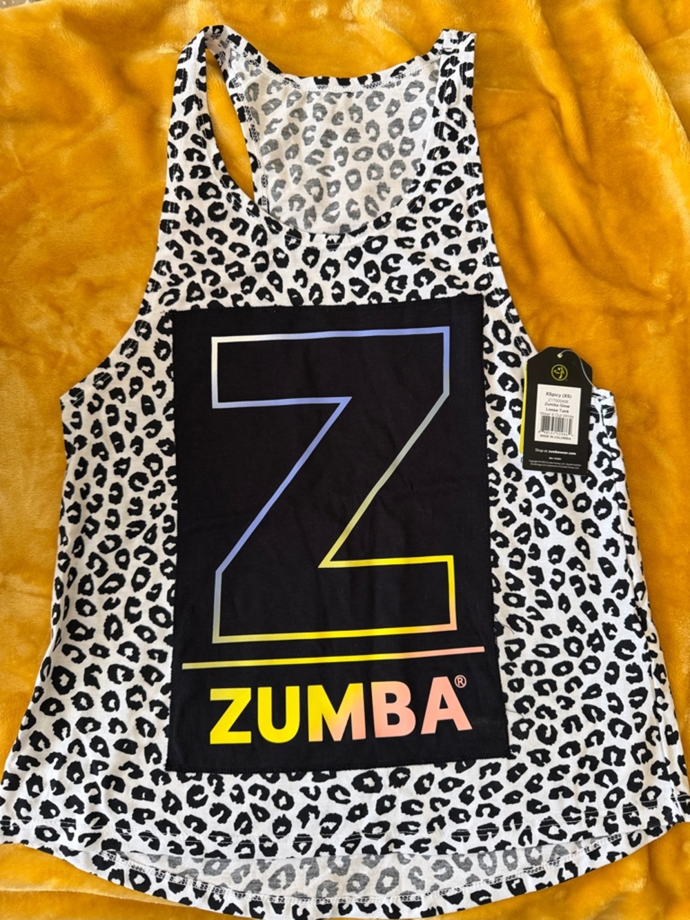 Zumba Fitness Black and White Leopard Loose Tank